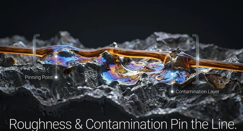 Roughness & Contamination Pin the Line.